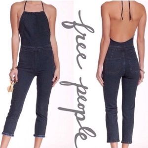 Free People Halter Denim Overall